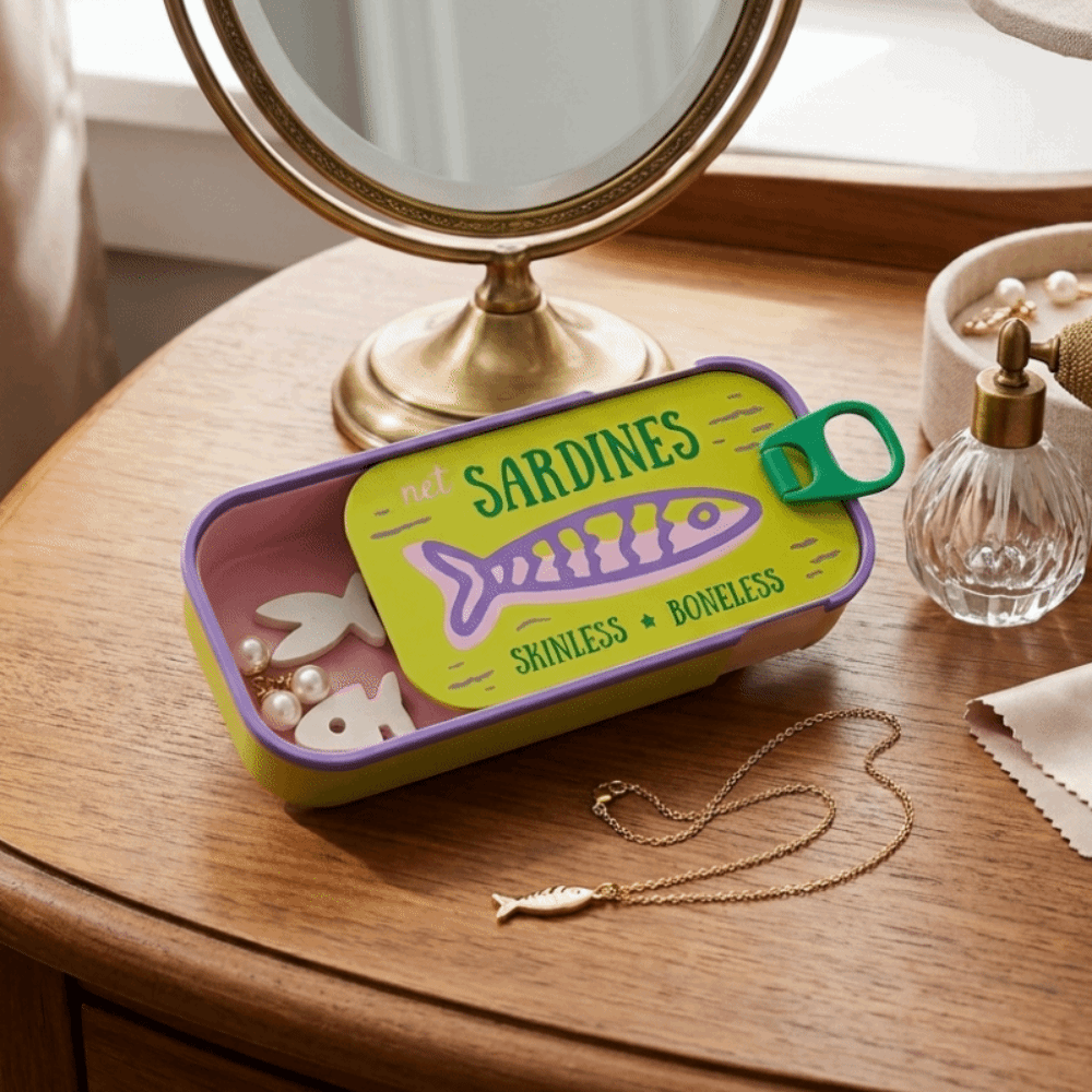 3D Printing Earrings - 3D Printed Sardine Tin Jewelry Box