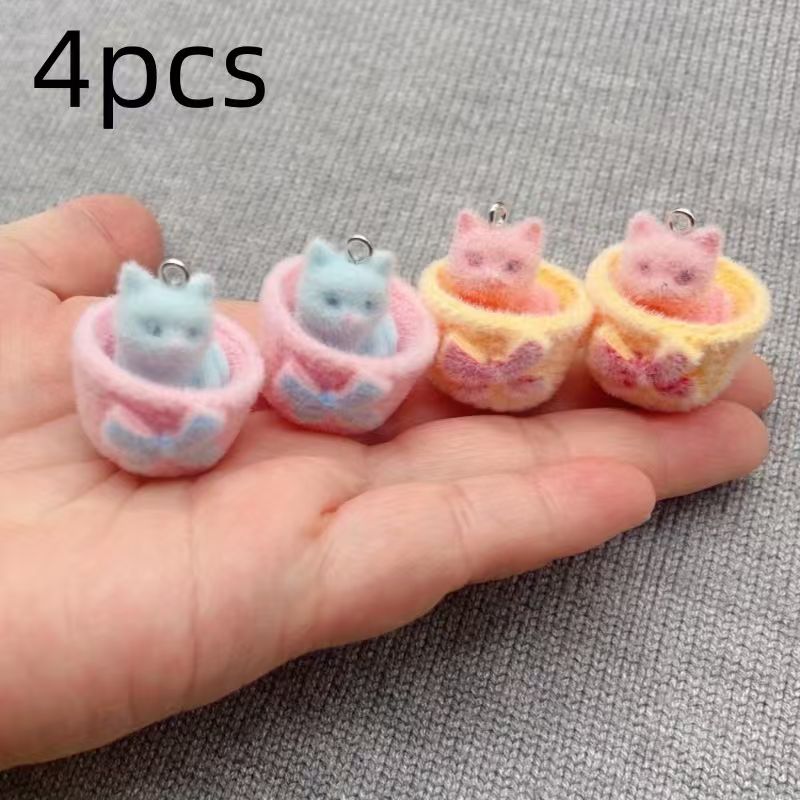 4pcs 3D plush resin cat pendan - 3D Printing Earrings recension och pris
