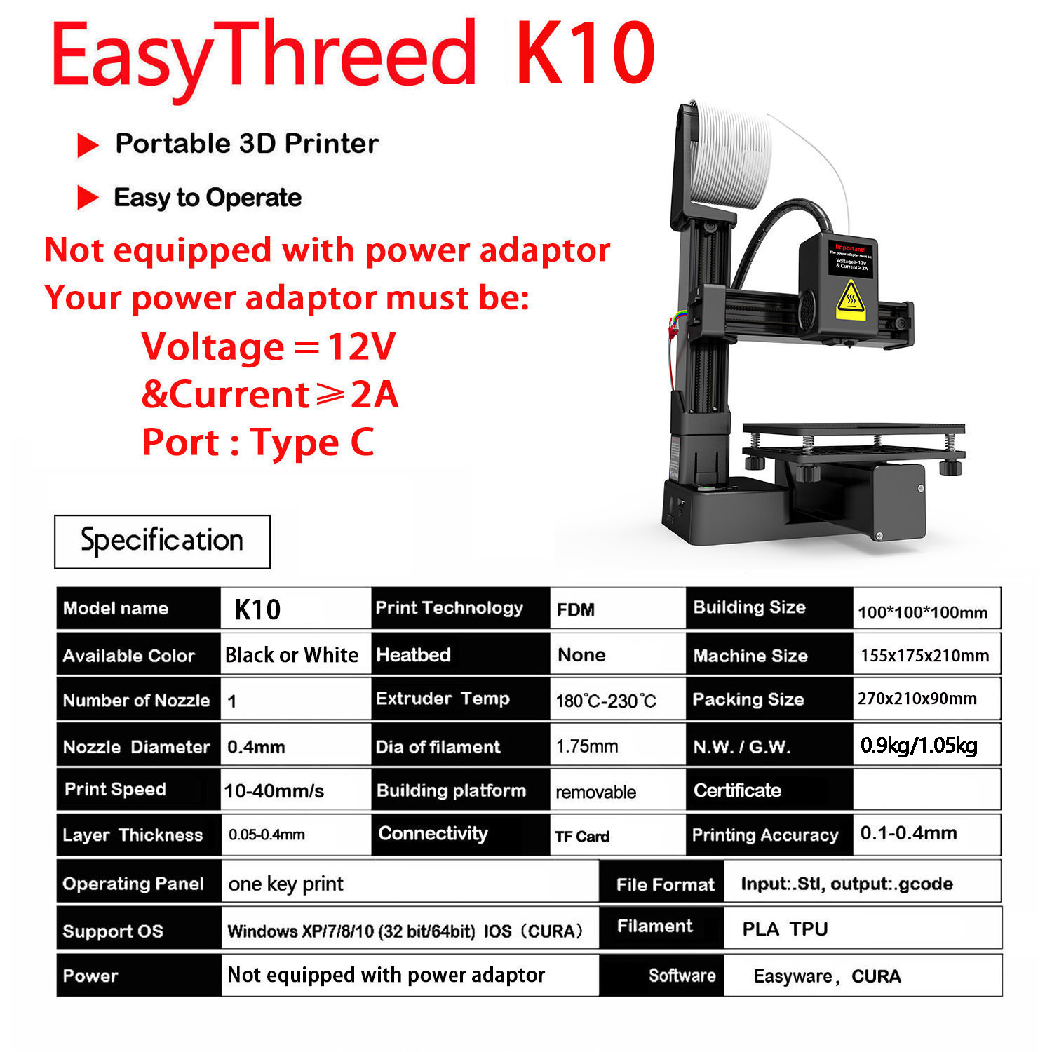 K10 Entry Level 3D Printer Min - 3D Printing Design Software recension och pris