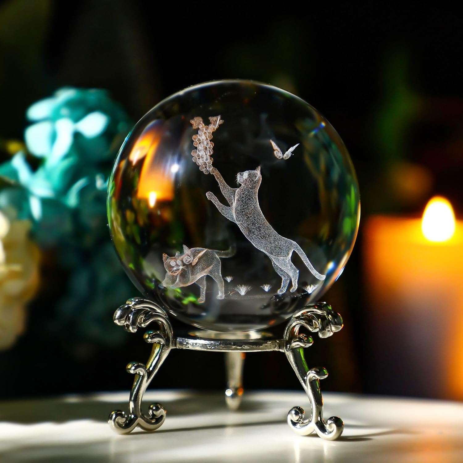 60mm Cat Crystal Ball with Met - 3D Printing Laser Cutting recension och pris