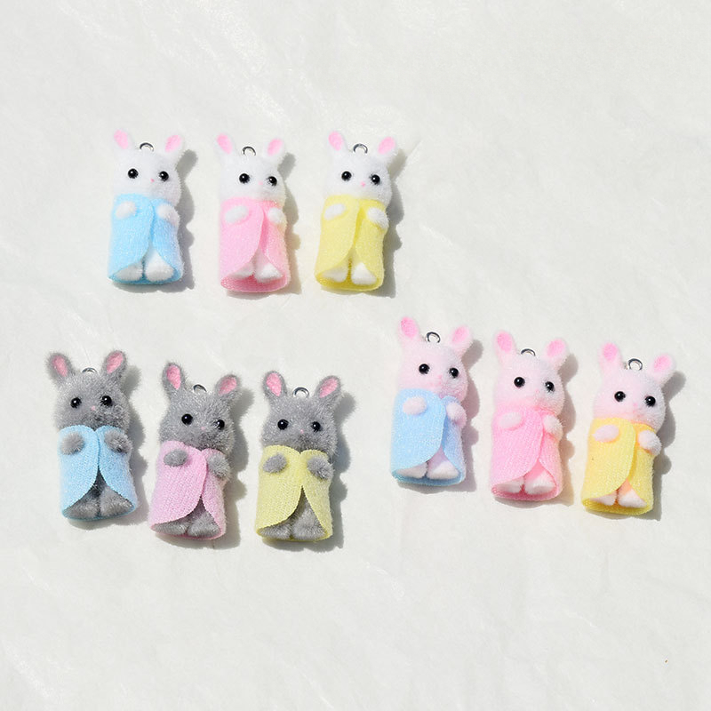 3Pcs 3D Flocking Resin Rabbit  - 3D Printing Earrings recension och pris