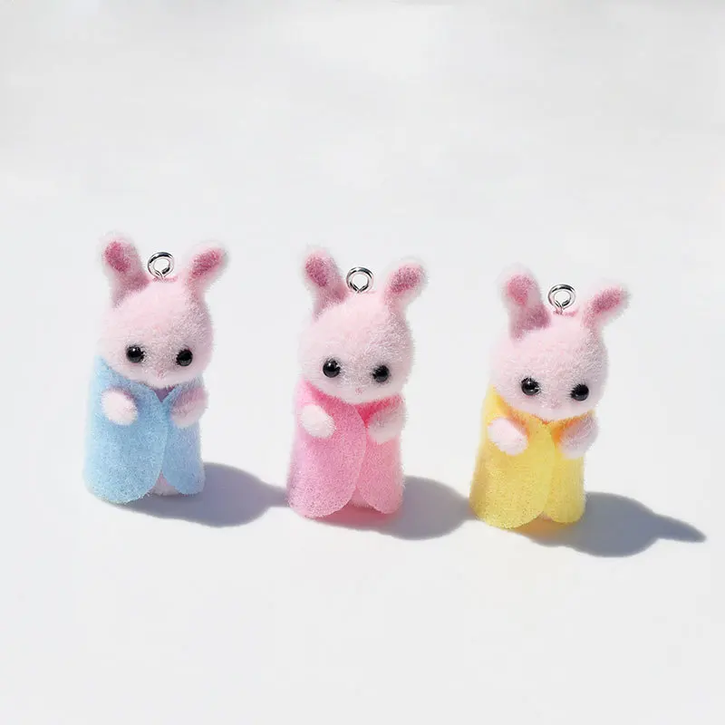 3Pcs 3D Flocking Resin Rabbit  - 3D Printing Earrings recension och pris